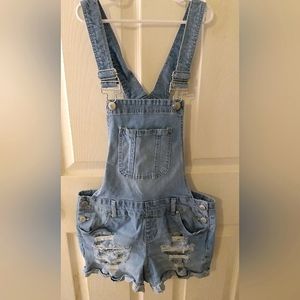 Light wash, Blue Spice overall shorts